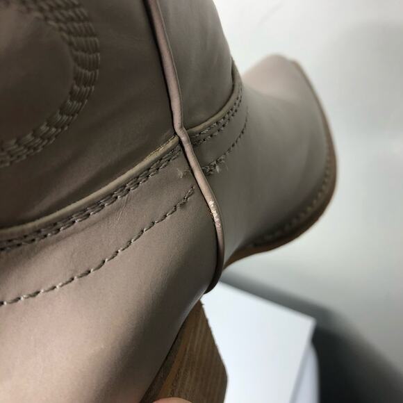 ARiderGirl Western Style Knee High Stacked Heel Boots Tan Taupe Embroidered 10 - Picture 6 of 12